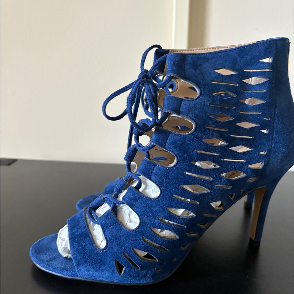 Lagerfeld Blue Lace-Up Heels